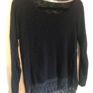 Navy Blue Sweater with Lace